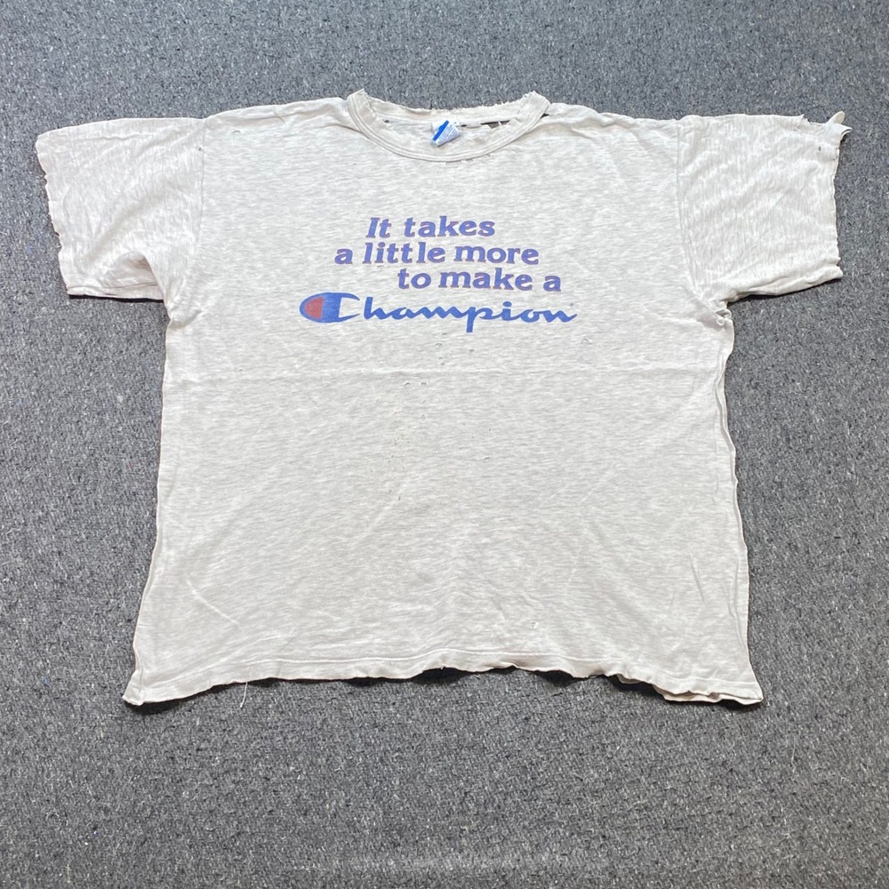 Champion TShirt Sz XL Mens Gray Grunge Distressed It Takes A Little More Graphic